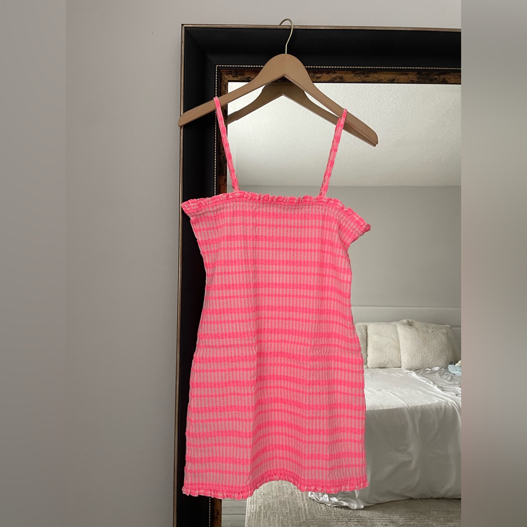 Mikoh Nami Punch Pink Smocked Mini Dress Nwt Size 2 — image 4 of 6